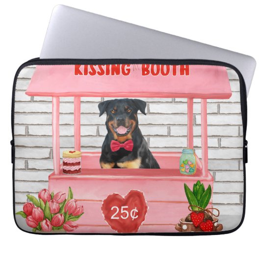 Rottweiler Dog Valentine's Day Kissing Booth Laptopschutzhülle (Vorderseite)