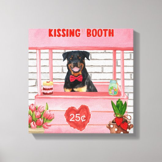 Rottweiler Dog Valentine's Day Kissing Booth Leinwanddruck (Vorderseite)