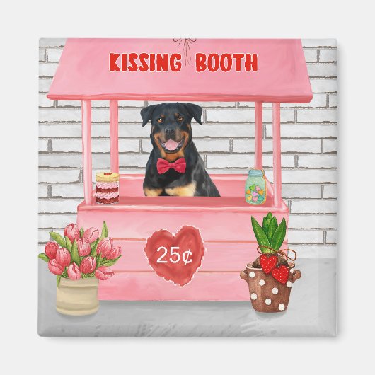 Rottweiler Dog Valentine's Day Kissing Booth Magnet (Vorne)