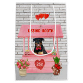 Rottweiler Dog Valentine's Day Kissing Booth Mittlere Geschenktüte (Rückseite)