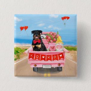 Rottweiler Dog Valentine's Day Lkw Herz Button