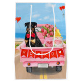 Rottweiler Dog Valentine's Day Lkw Herz Mittlere Geschenktüte (Rückseite)