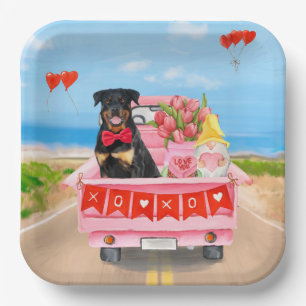 Rottweiler Dog Valentine's Day Lkw Herz Pappteller
