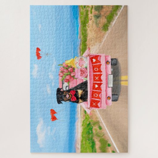 Rottweiler Dog Valentine's Day Lkw Herz Puzzle (Vertikal)