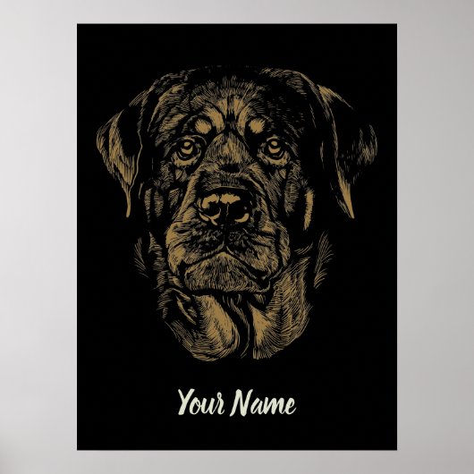 Rottweiler Dog Vintag Portrait Rottie Design Poster (Vorne)