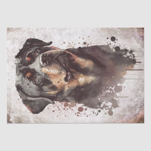 Rottweiler Dog Watercolor Seidenpapier (Vorderseite)