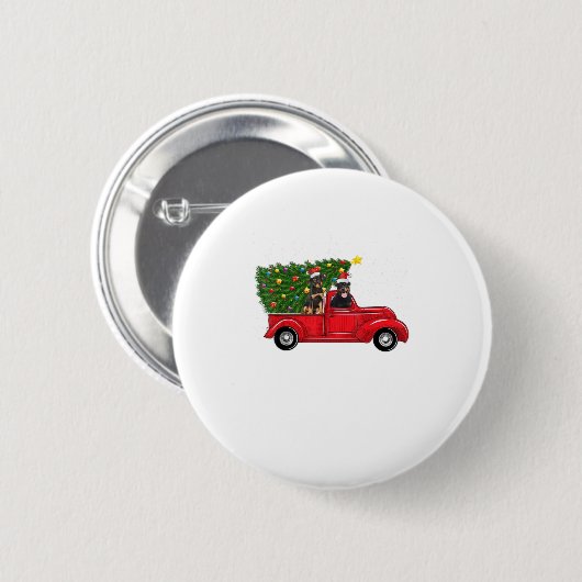 Rottweiler Dog Weihnachten auf Red Car Truck wi Button (Vorne & Hinten)