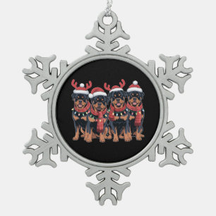 Rottweiler Dog Weihnachten Weihnachten Weihnachten Schneeflocken Zinn-Ornament