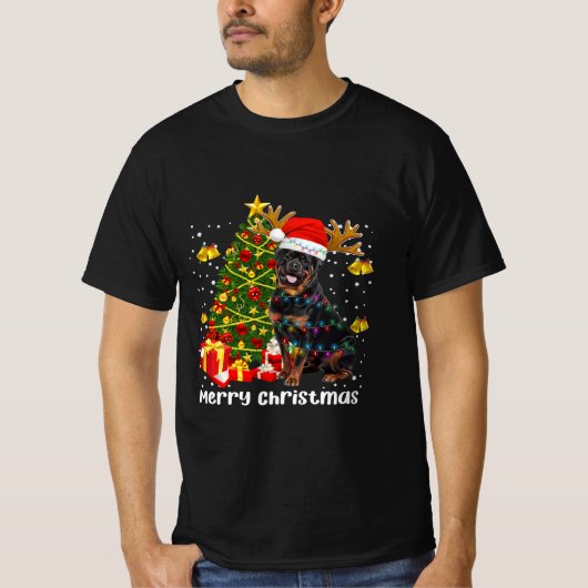 Rottweiler Dog Weihnachtsbaum Weihnachtsfest T-Shirt (Vorderseite)