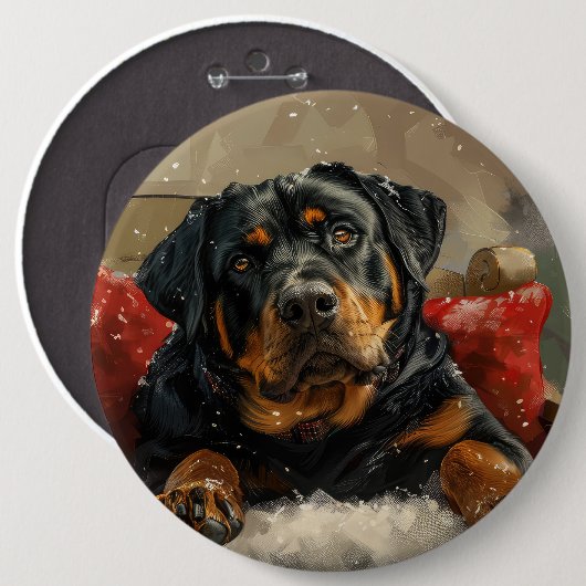 Rottweiler Dog Weihnachtsfest Button (Vorne & Hinten)