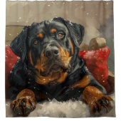Rottweiler Dog Weihnachtsfest Duschvorhang (Vorderseite)