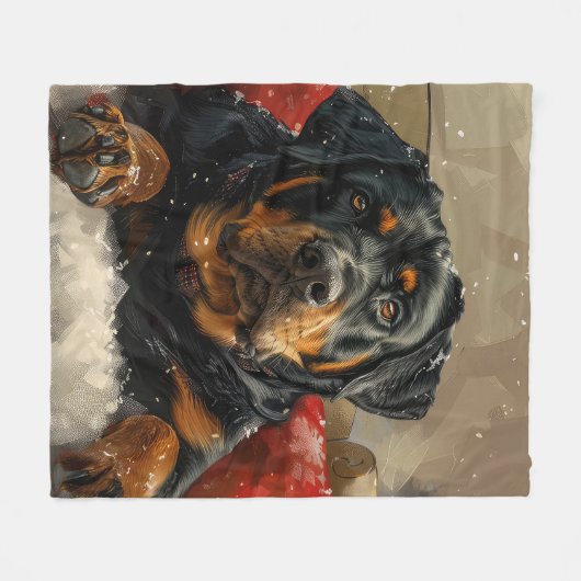 Rottweiler Dog Weihnachtsfest Fleecedecke (Vorderseite (Horizontal))