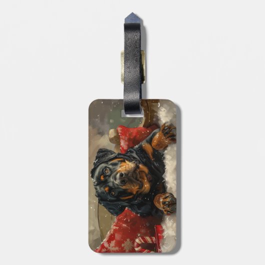 Rottweiler Dog Weihnachtsfest Gepäckanhänger (Rückseite vertikal)