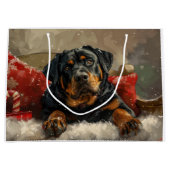 Rottweiler Dog Weihnachtsfest Große Geschenktüte (Vorderseite)