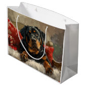 Rottweiler Dog Weihnachtsfest Große Geschenktüte (Rückseite Schrägansicht)