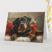Rottweiler Dog Weihnachtsfest Karte (Gelbe Blume)