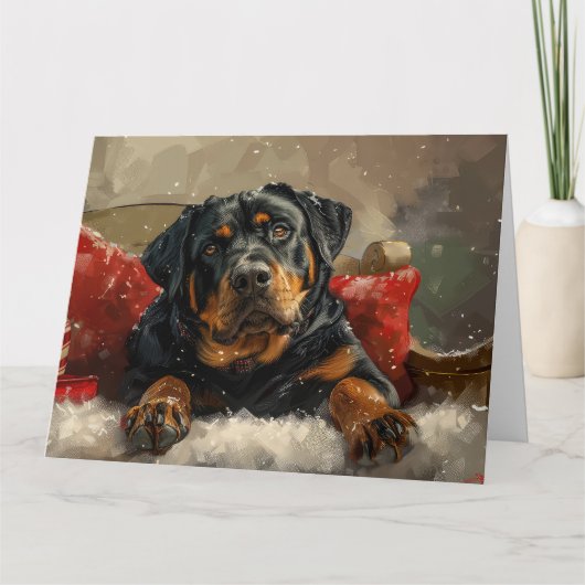 Rottweiler Dog Weihnachtsfest Karte (Vorderseite)