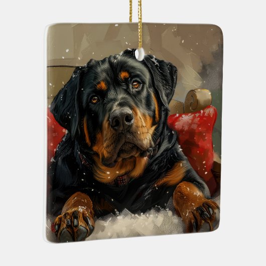 Rottweiler Dog Weihnachtsfest Keramikornament (Rechts)