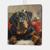 Rottweiler Dog Weihnachtsfest Keramikornament (Links)