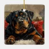 Rottweiler Dog Weihnachtsfest Keramikornament (Rückseite)