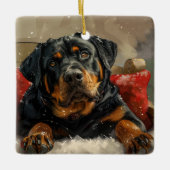 Rottweiler Dog Weihnachtsfest Keramikornament (Vorderseite)