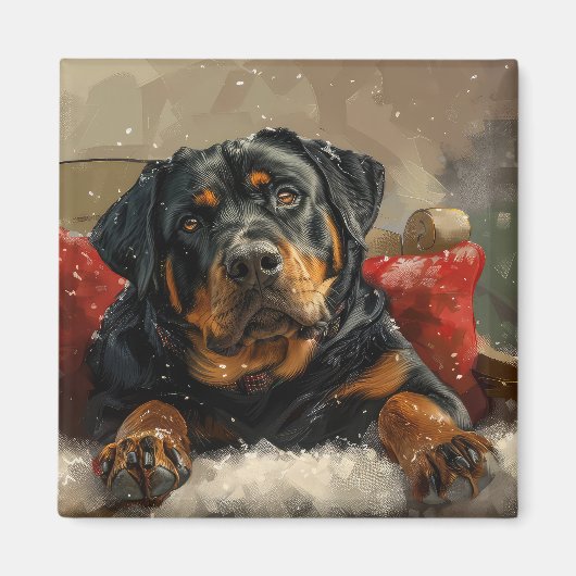 Rottweiler Dog Weihnachtsfest Magnet (Vorne)
