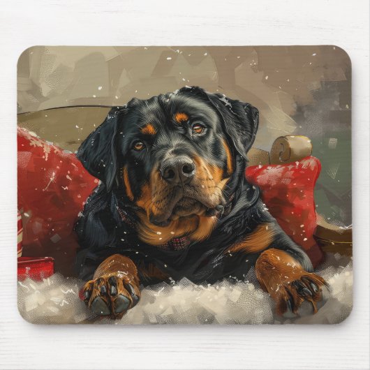 Rottweiler Dog Weihnachtsfest Mousepad (Vorne)
