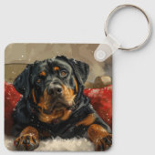 Rottweiler Dog Weihnachtsfest Schlüsselanhänger (Rückseite)