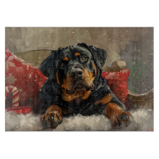 Rottweiler Dog Weihnachtsfest Schneidebrett (Vorderseite)