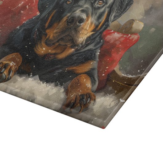 Rottweiler Dog Weihnachtsfest Schneidebrett (Ecke)
