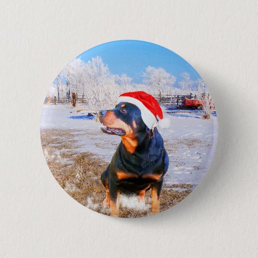 Rottweiler Dog Weihnachtsmalerei Button (Vorderseite)