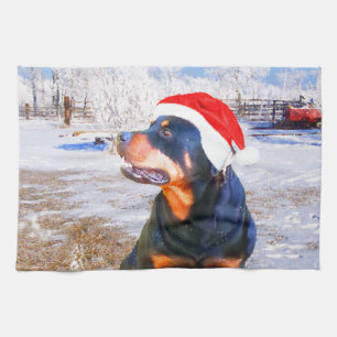 Rottweiler Dog Weihnachtsmalerei Geschirrtuch