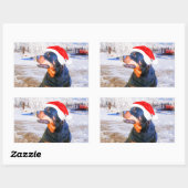 Rottweiler Dog Weihnachtsmalerei Rechteckiger Aufkleber (Blatt)