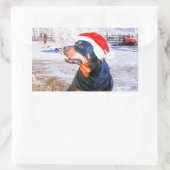 Rottweiler Dog Weihnachtsmalerei Rechteckiger Aufkleber (Tasche)