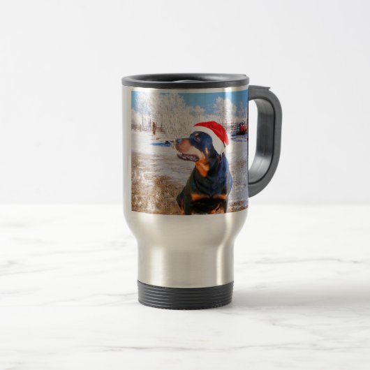 Rottweiler Dog Weihnachtsmalerei Reisebecher (VorderseiteRechts)