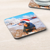 Rottweiler Dog Weihnachtsmalerei Untersetzer (Linke Seite)