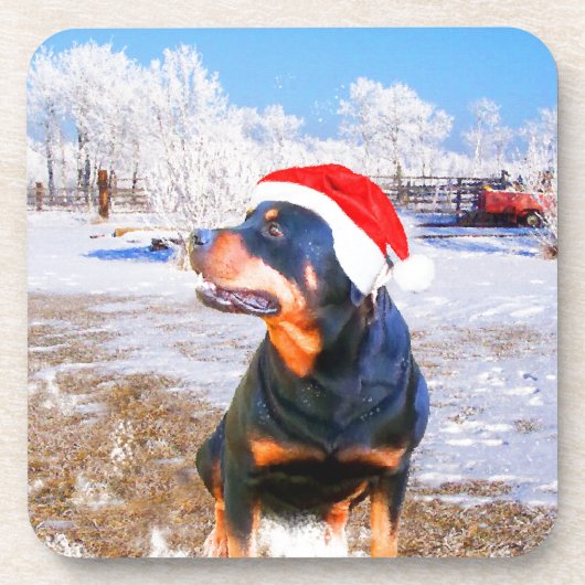 Rottweiler Dog Weihnachtsmalerei Untersetzer (Vorderseite)