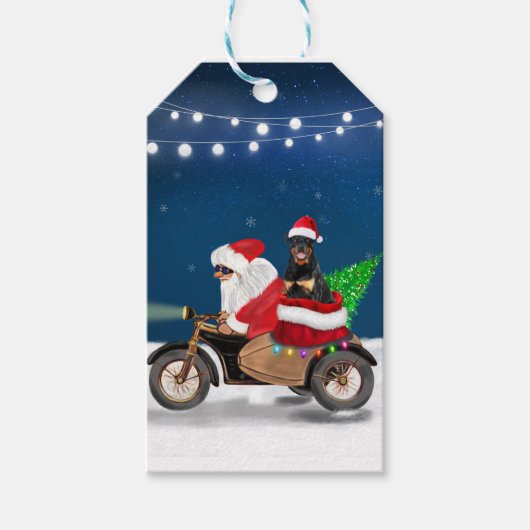 Rottweiler Dog Weihnachtsmann Geschenkanhänger (Vorderseite)