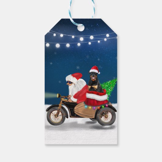 Rottweiler Dog Weihnachtsmann Geschenkanhänger (Rückseite)