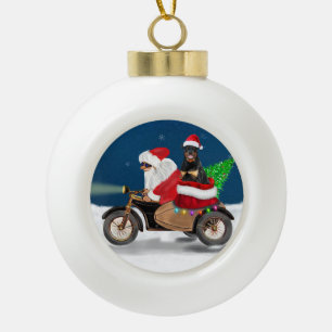 Rottweiler Dog Weihnachtsmann Keramik Kugel-Ornament