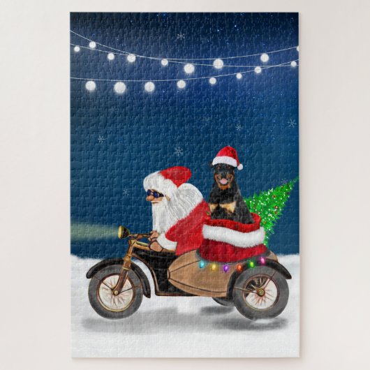 Rottweiler Dog Weihnachtsmann Puzzle (Vertikal)