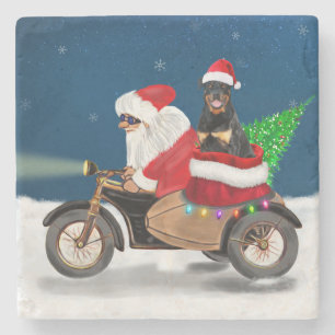 Rottweiler Dog Weihnachtsmann Steinuntersetzer