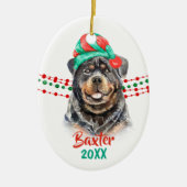 Rottweiler Dog Weihnachtsmannmütze Holiday String  Keramik Ornament (Vorne)