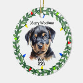 Rottweiler Dog/Welpe Monogram Christmas Keramik Ornament (Links)