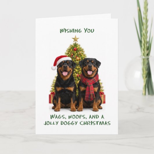 Rottweiler Dogs Christmas Feiertagskarte (Vorderseite)