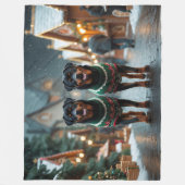 Rottweiler Dogs Christmas Snow Holiday Fleecedecke (Vorderseite)