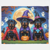Rottweiler Dogs Pumpkin Halloween Funny Fleecedecke (Vorderseite (Horizontal))