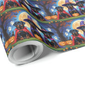 Rottweiler Dogs Pumpkin Halloween Funny Geschenkpapier (Rolleneckpunkt)