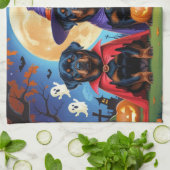 Rottweiler Dogs Pumpkin Halloween Funny Geschirrtuch (Gefaltet)