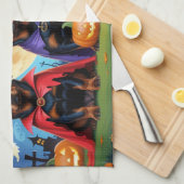 Rottweiler Dogs Pumpkin Halloween Funny Geschirrtuch (Viertel Falte)